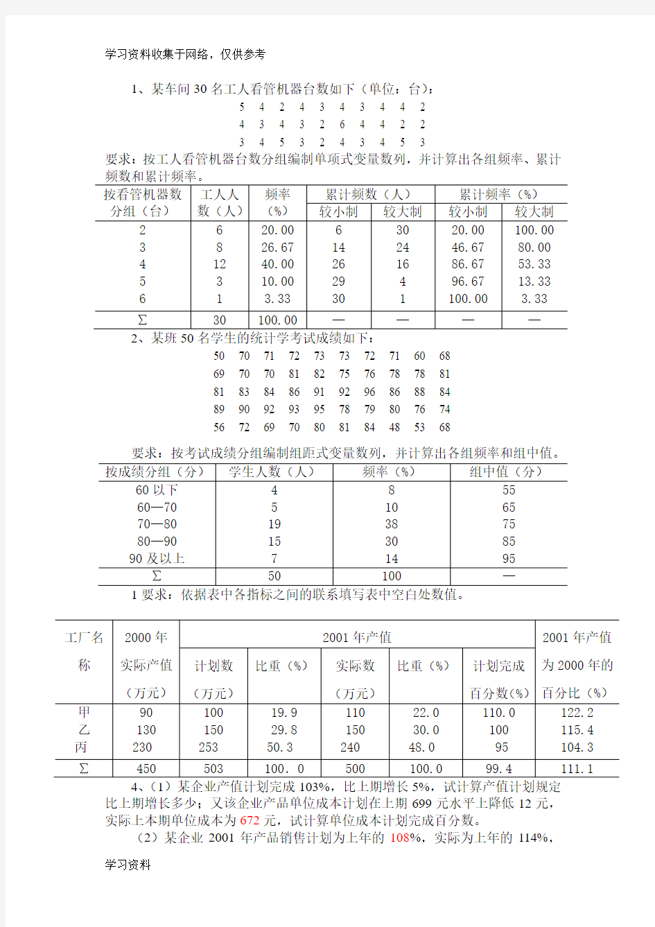 统计学考试重点题目