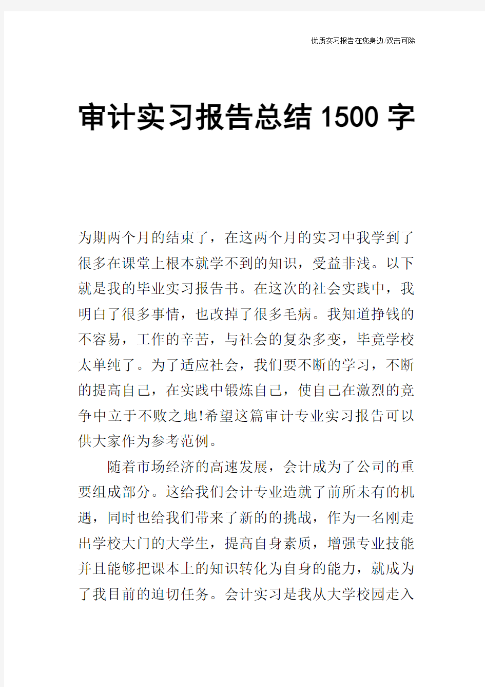 审计实习报告总结1500字