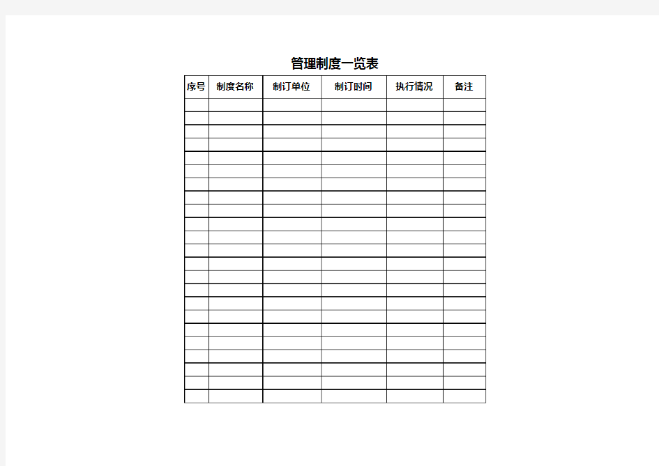 管理制度一览表excel表格模板