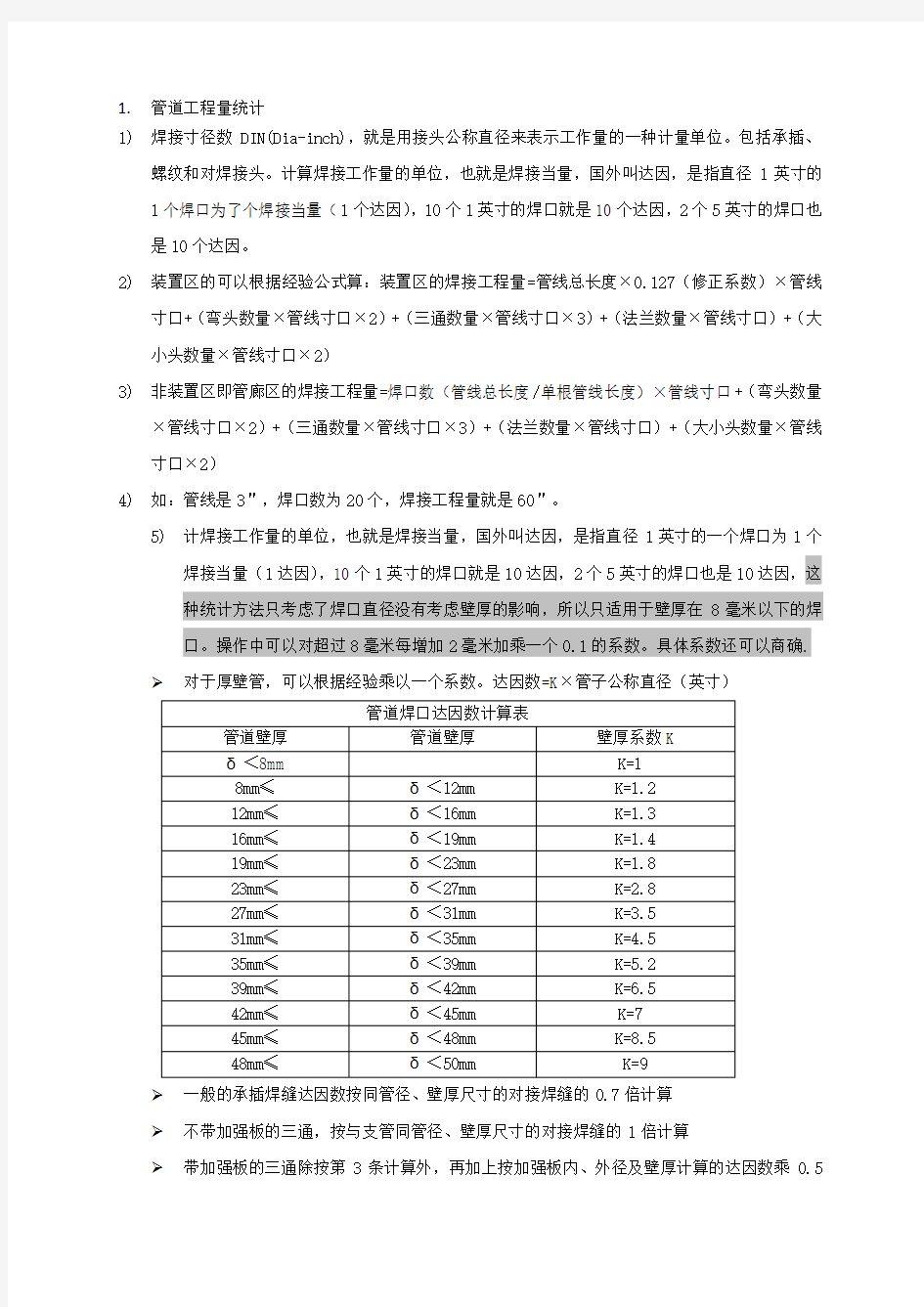 管道技术标计算标准