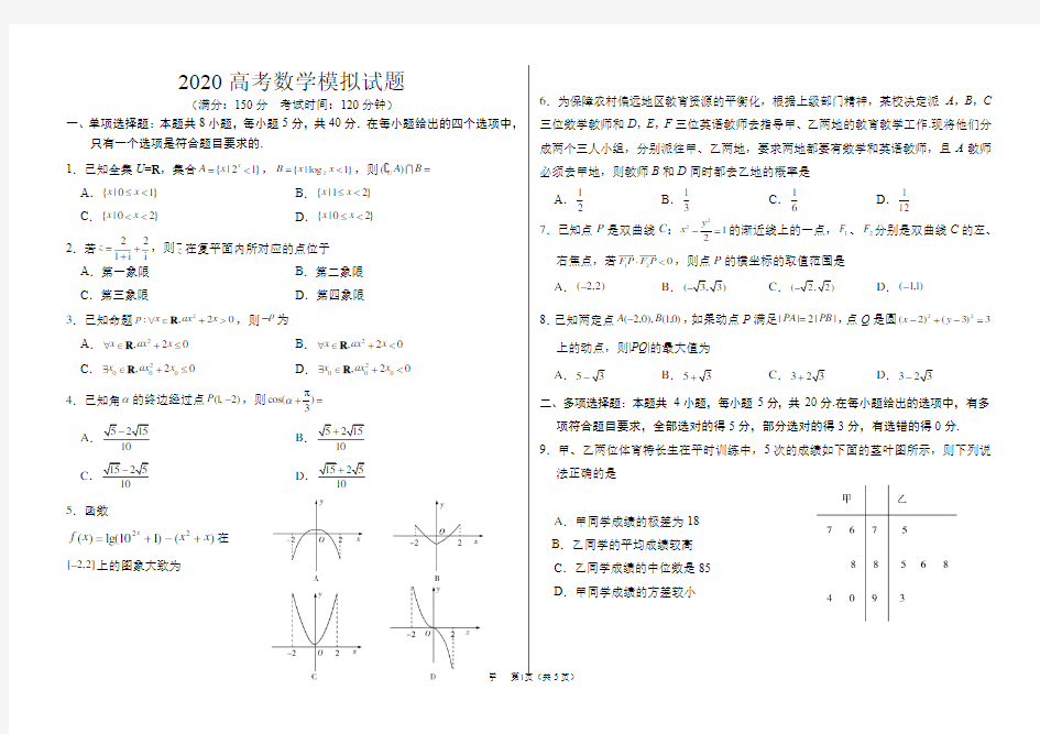 最新2020年高考数学模拟试题