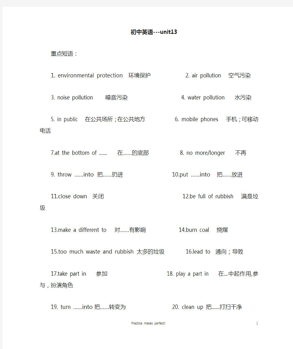 (完整版)人教版初中英语九年级第13单元