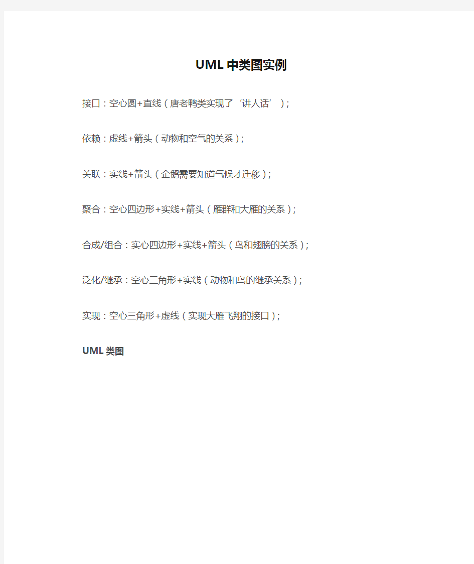 完整word版,UML中类图实例(动物)