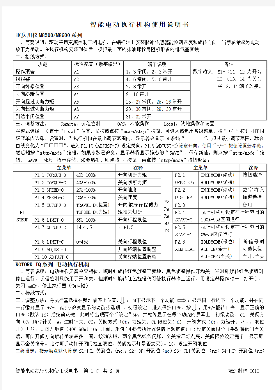 智能电动执行机构使用说明书