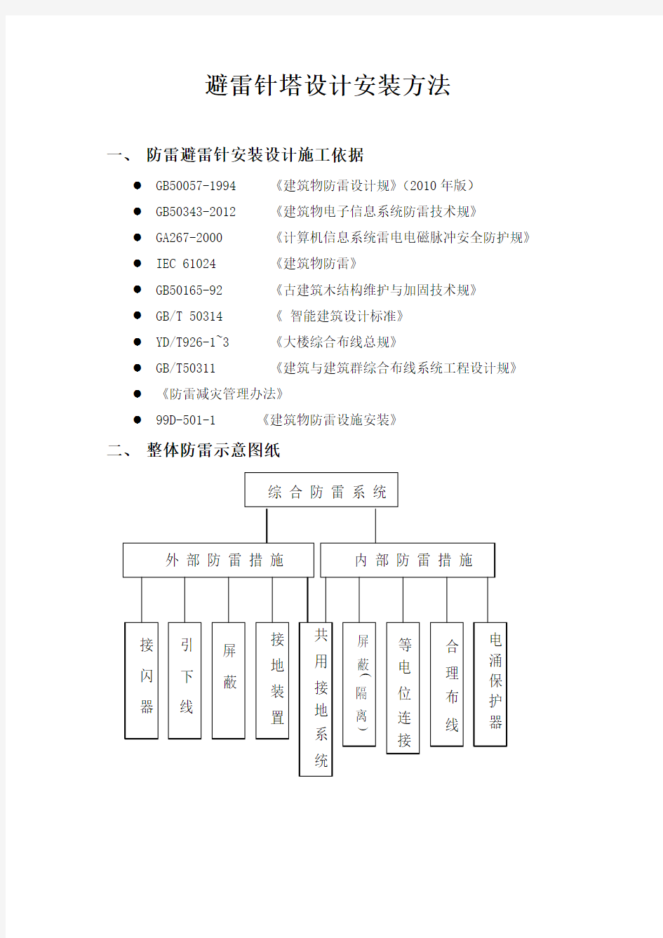 避雷针塔安装方法措施方案