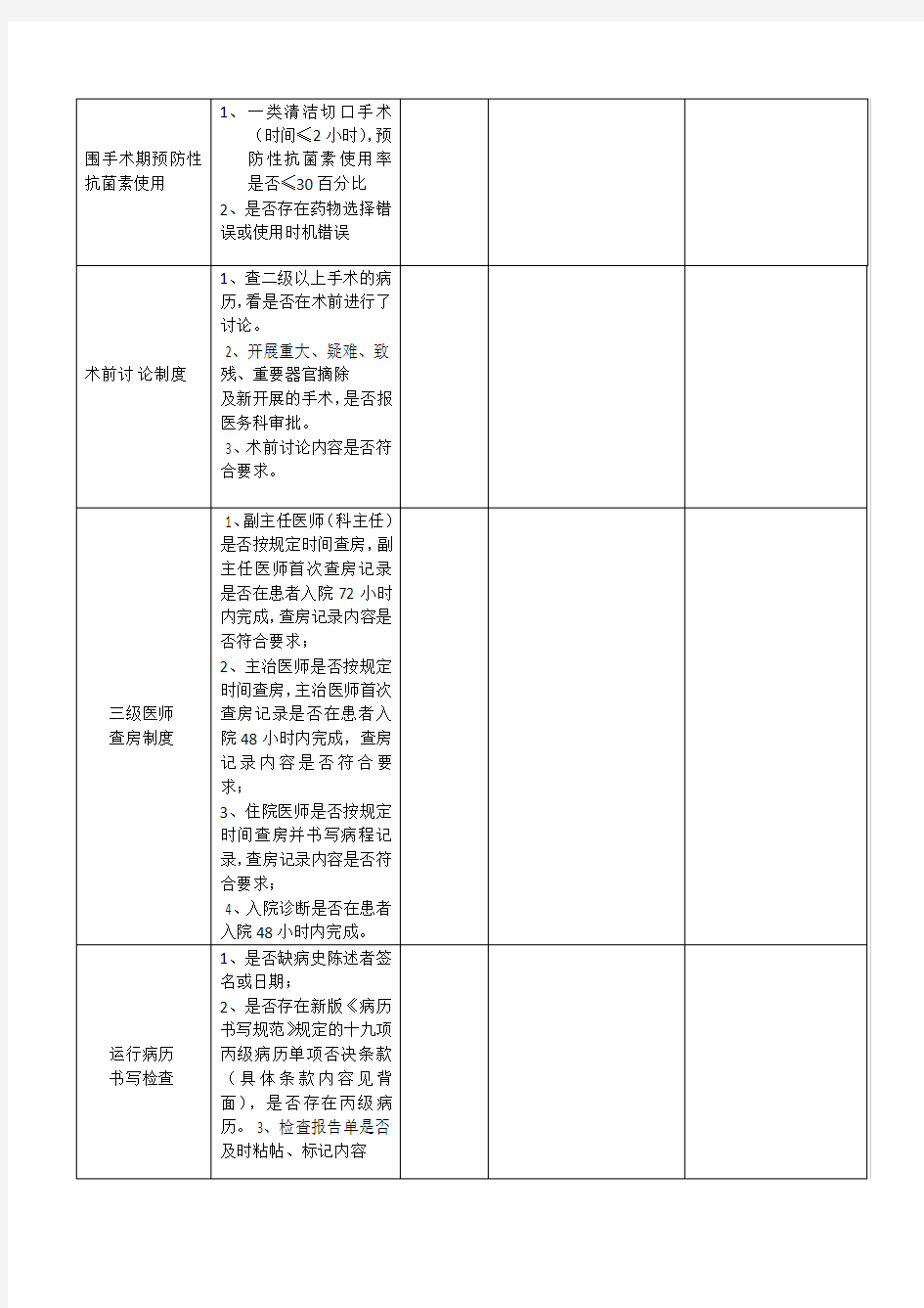 科室医疗质量控制记录表