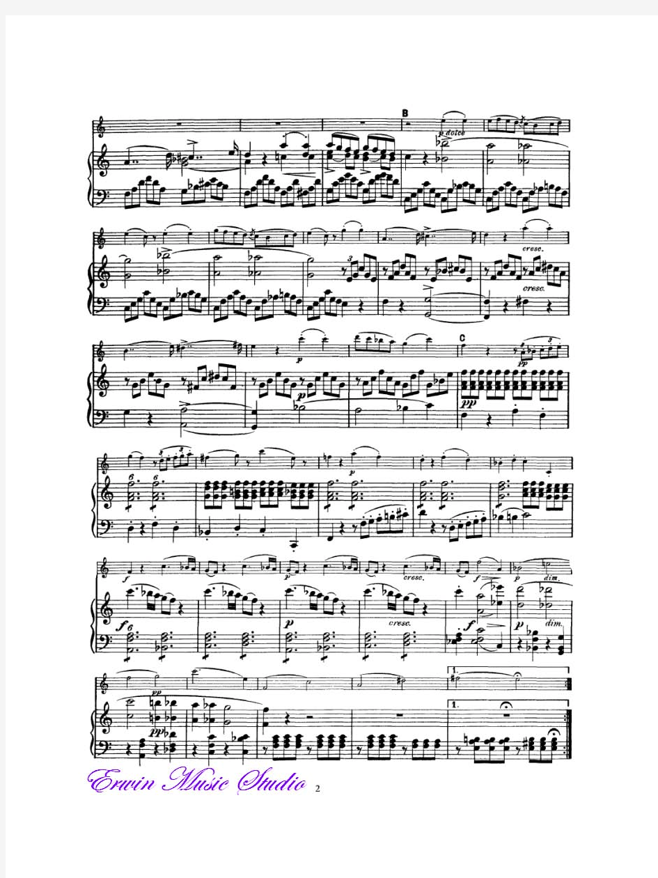 舒伯特 《 A小调 第二奏鸣曲 》Op.137 D385 小提琴曲谱+钢琴伴奏曲谱 Piano  Franz Schubert   So