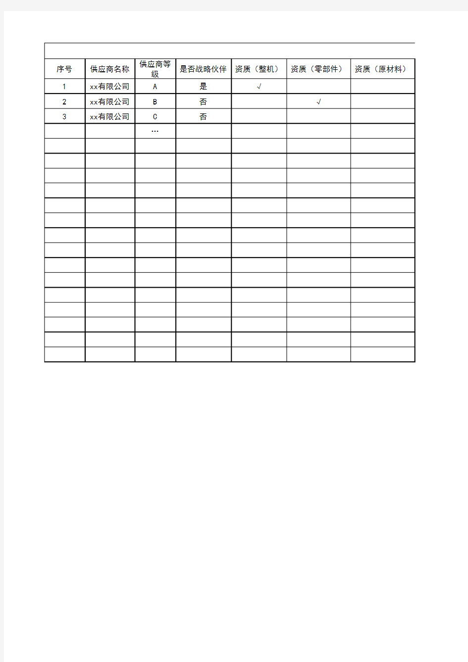 合格供应商一览表-模板