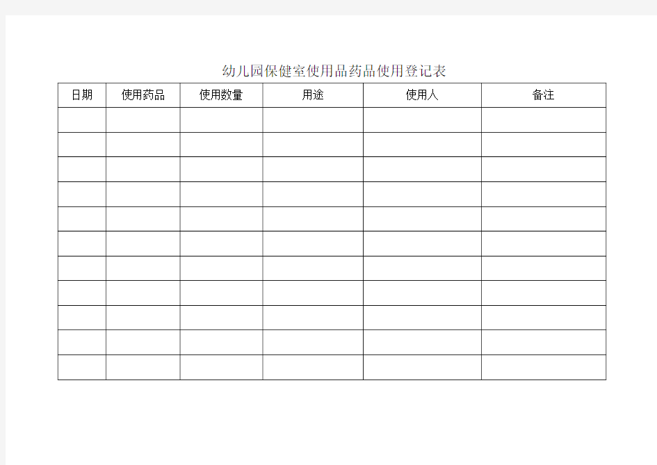 保健室使用品药品使用登记表