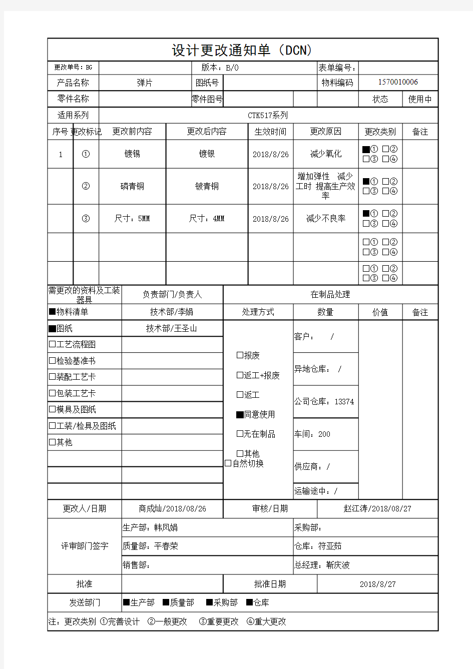 设计变更通知单