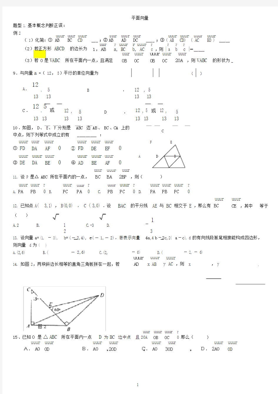 (完整版)平面向量典型题型大全.doc