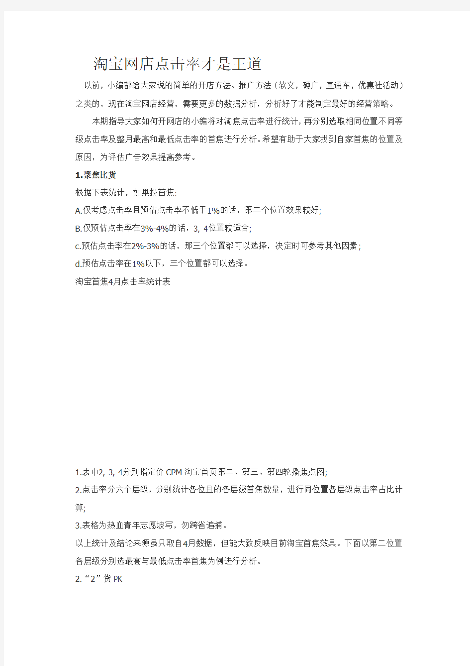 淘宝网店点击率才是王道