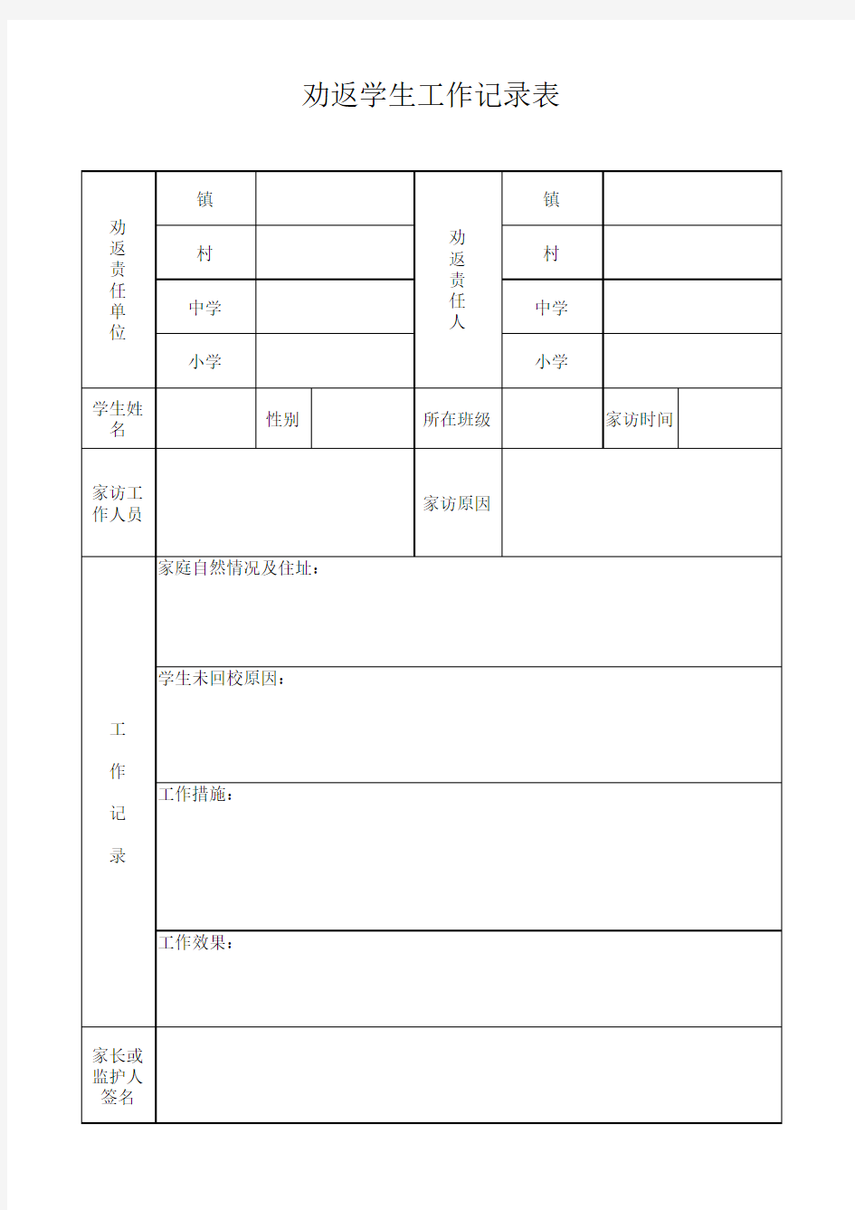 劝返学生工作记录