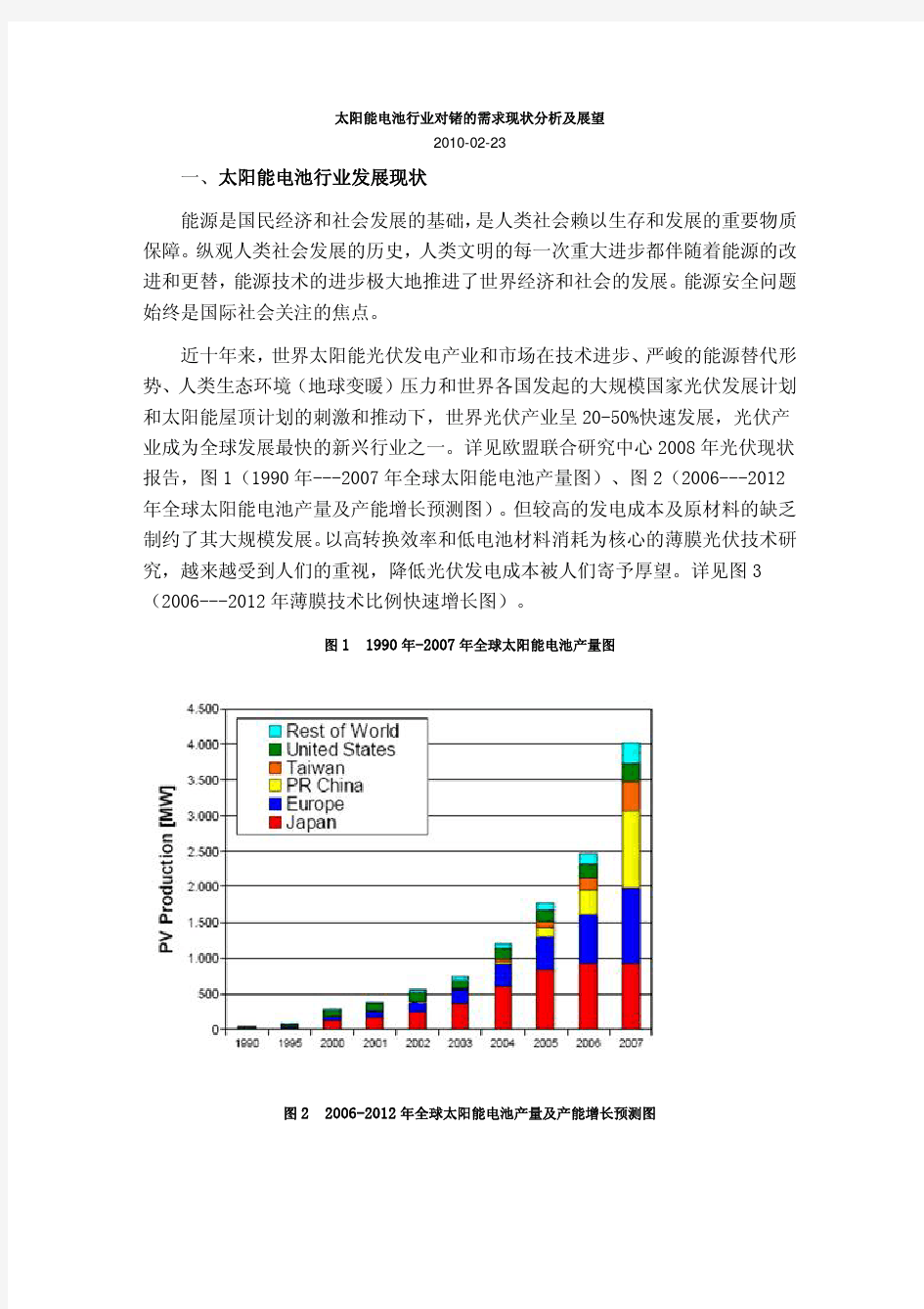 光伏业对锗的需求分析