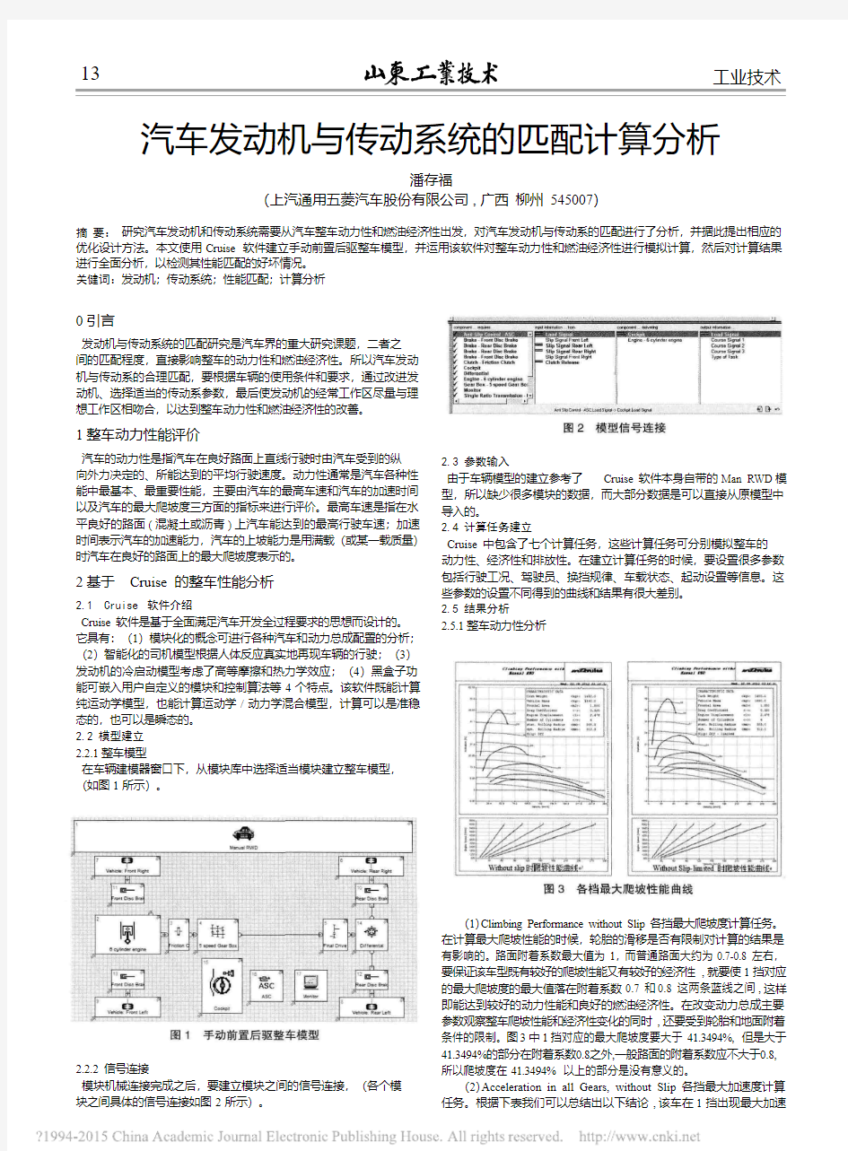 汽车发动机与传动系统的匹配计算分析_潘存福