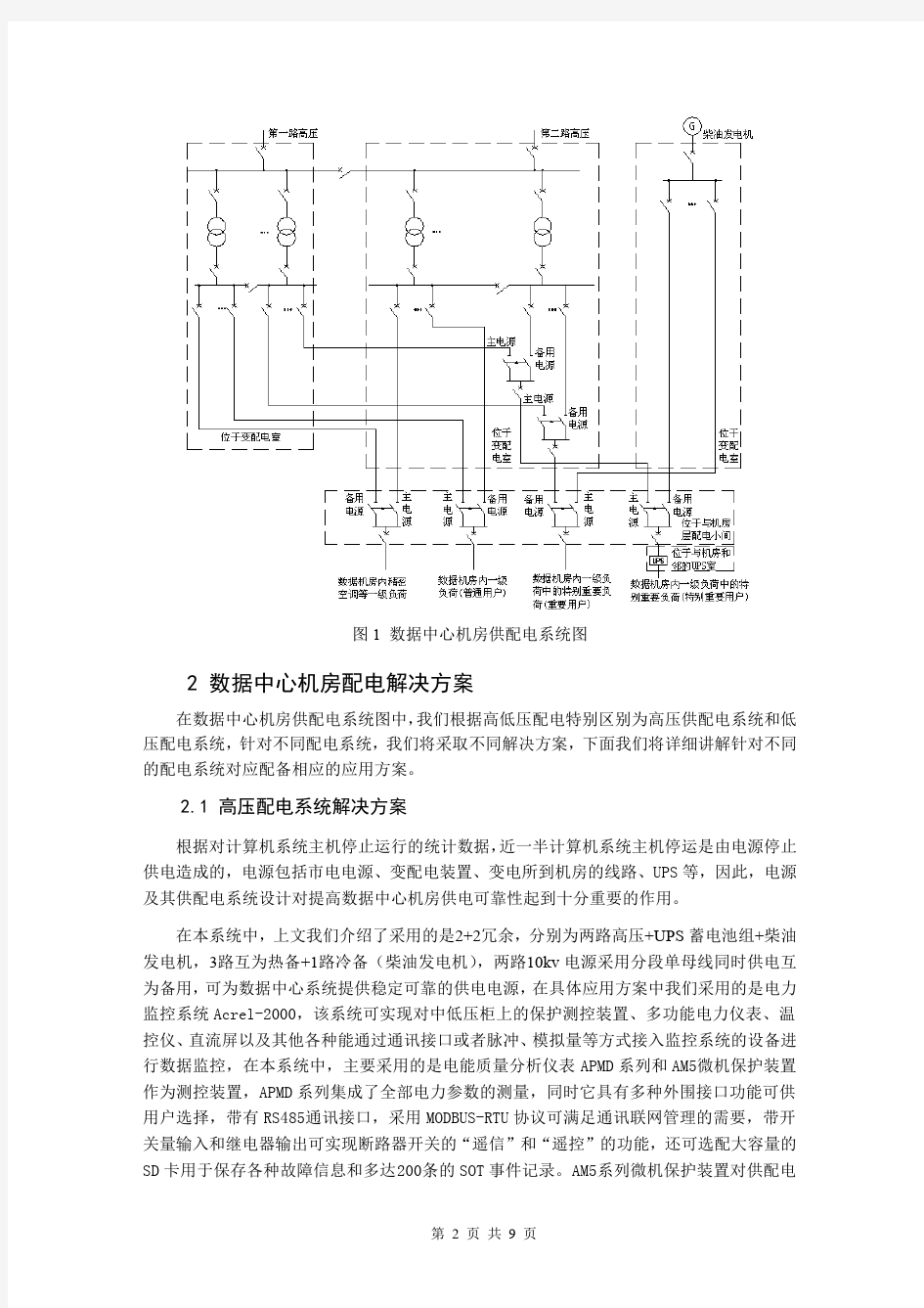 江苏安科瑞数据中心机房电气系统设计与监控产品选型