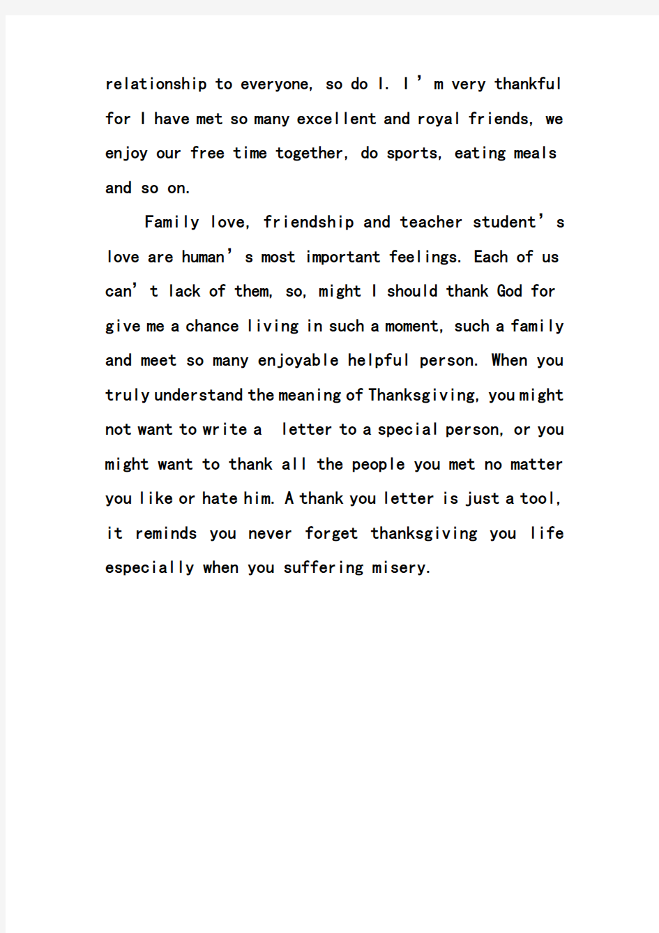 A thank you letter