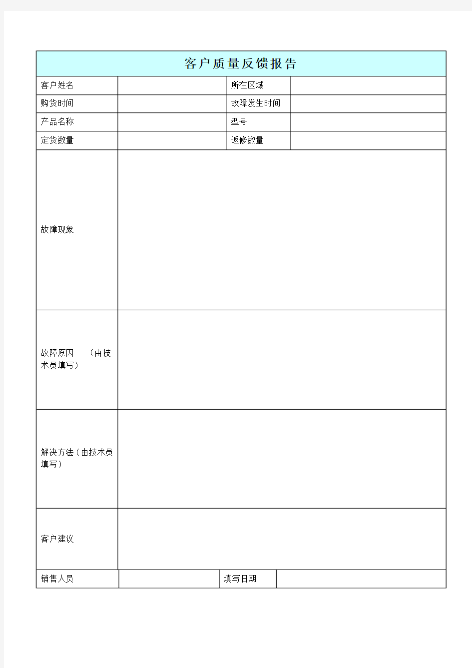 某公司客户质量反馈报告