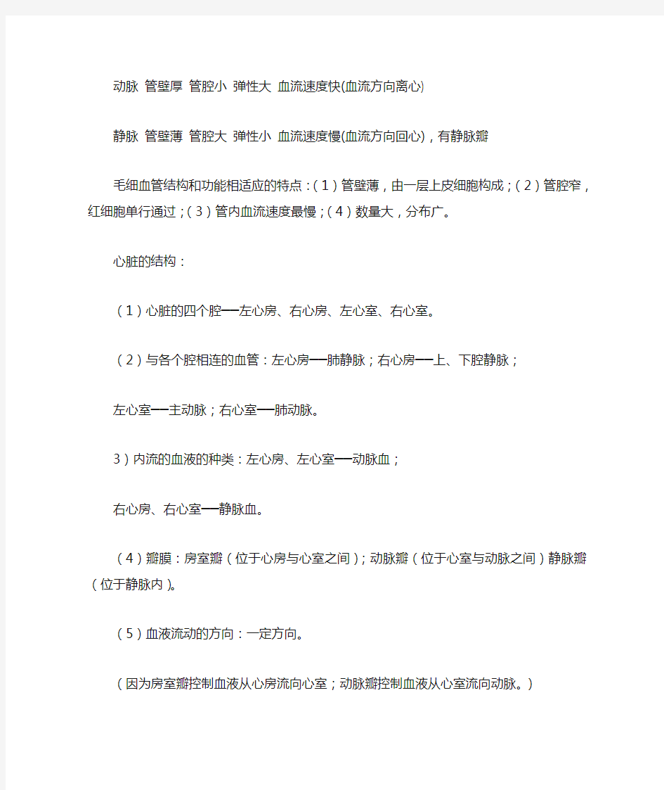 循环系统、呼吸系统、泌尿系统、神经系统、内分泌系统知识点概括