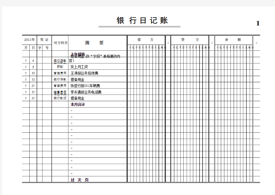 出纳现金_银行流水日记账自动表格