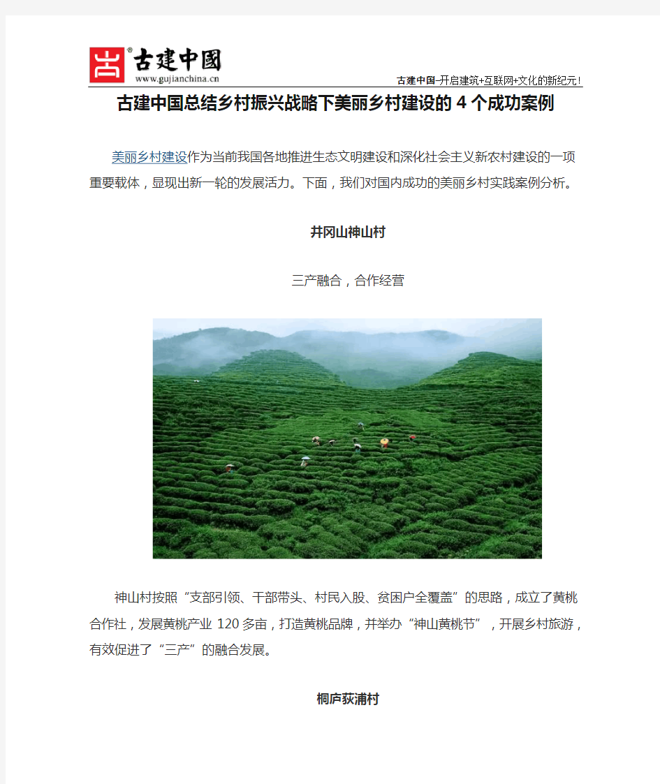 古建中国总结乡村振兴战略下美丽乡村建设的4个成功案例