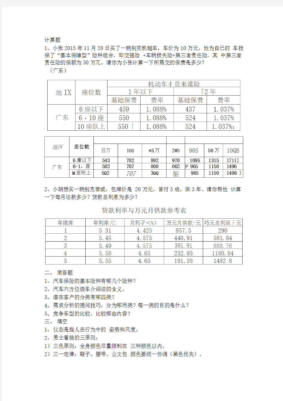 汽车销售顾问考试题集