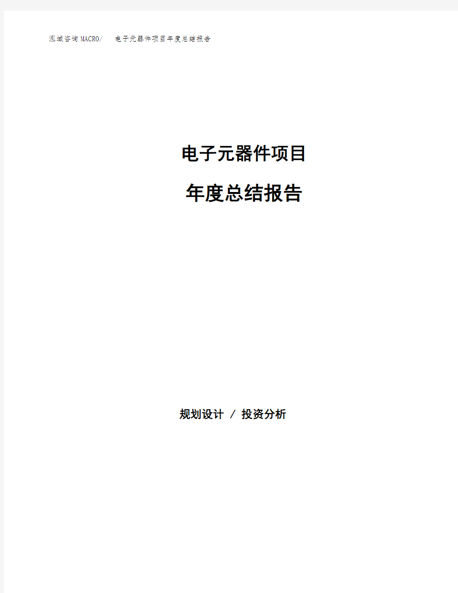 电子元器件项目年度总结报告