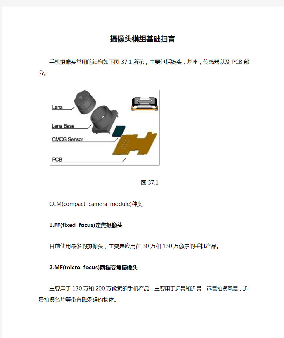 摄像头模组基础扫盲