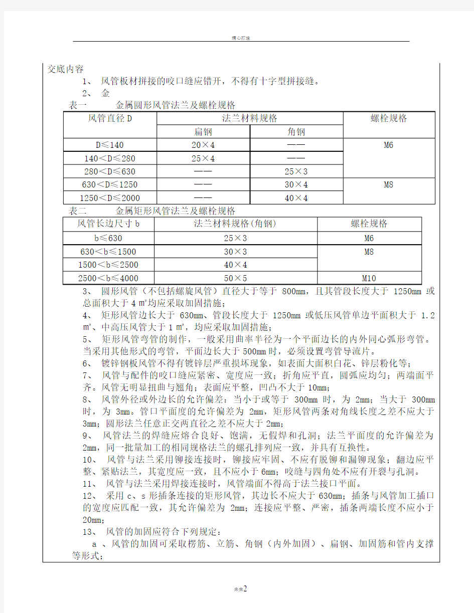 防排烟技术交底记录