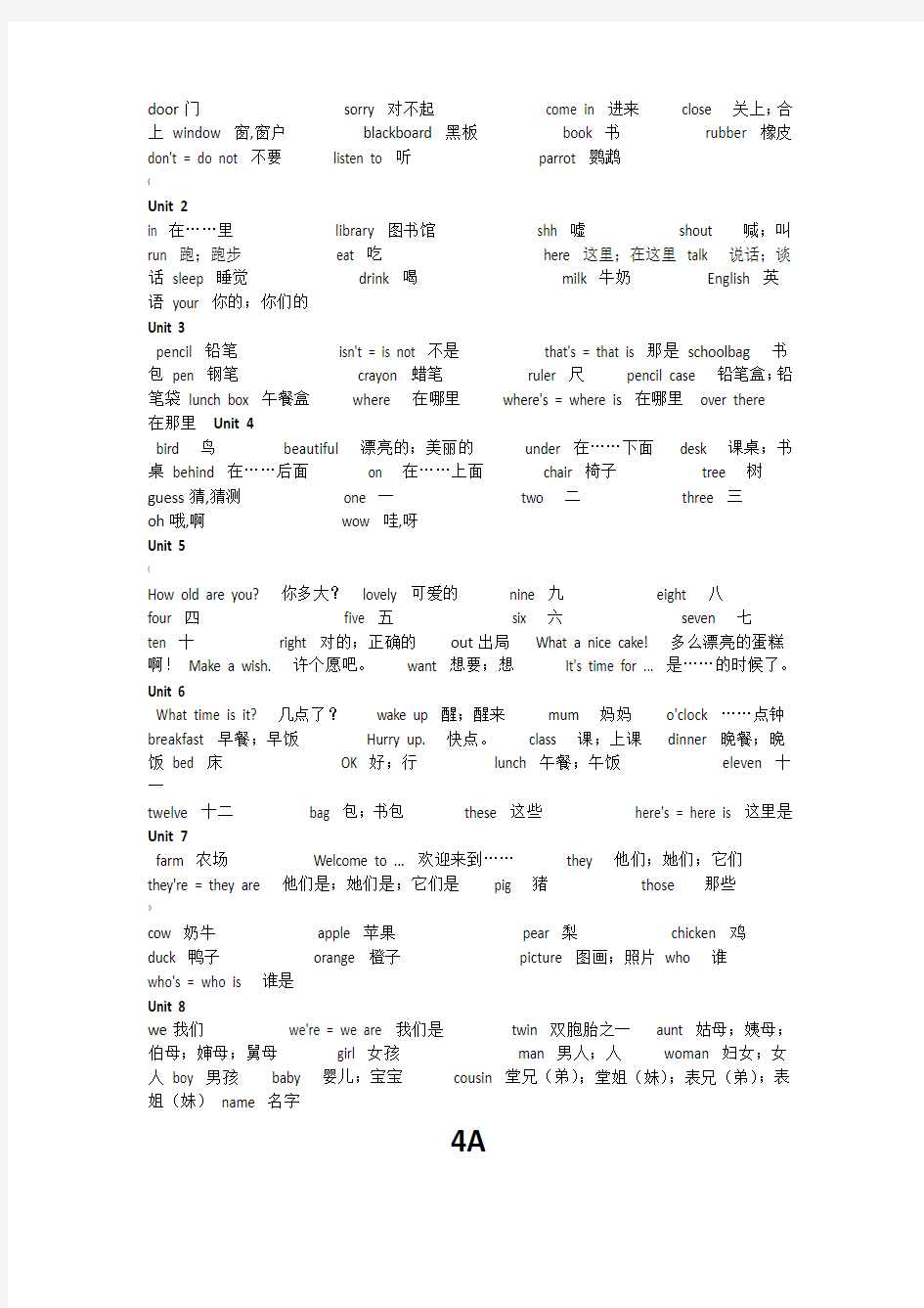 译林苏教版三至六年级英语单词汇总2018版