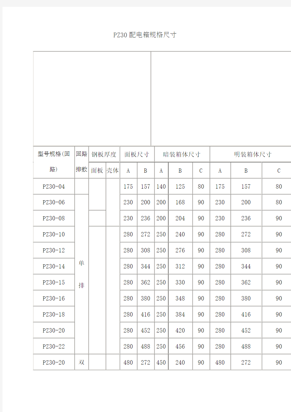 小型照明配电箱规格尺寸