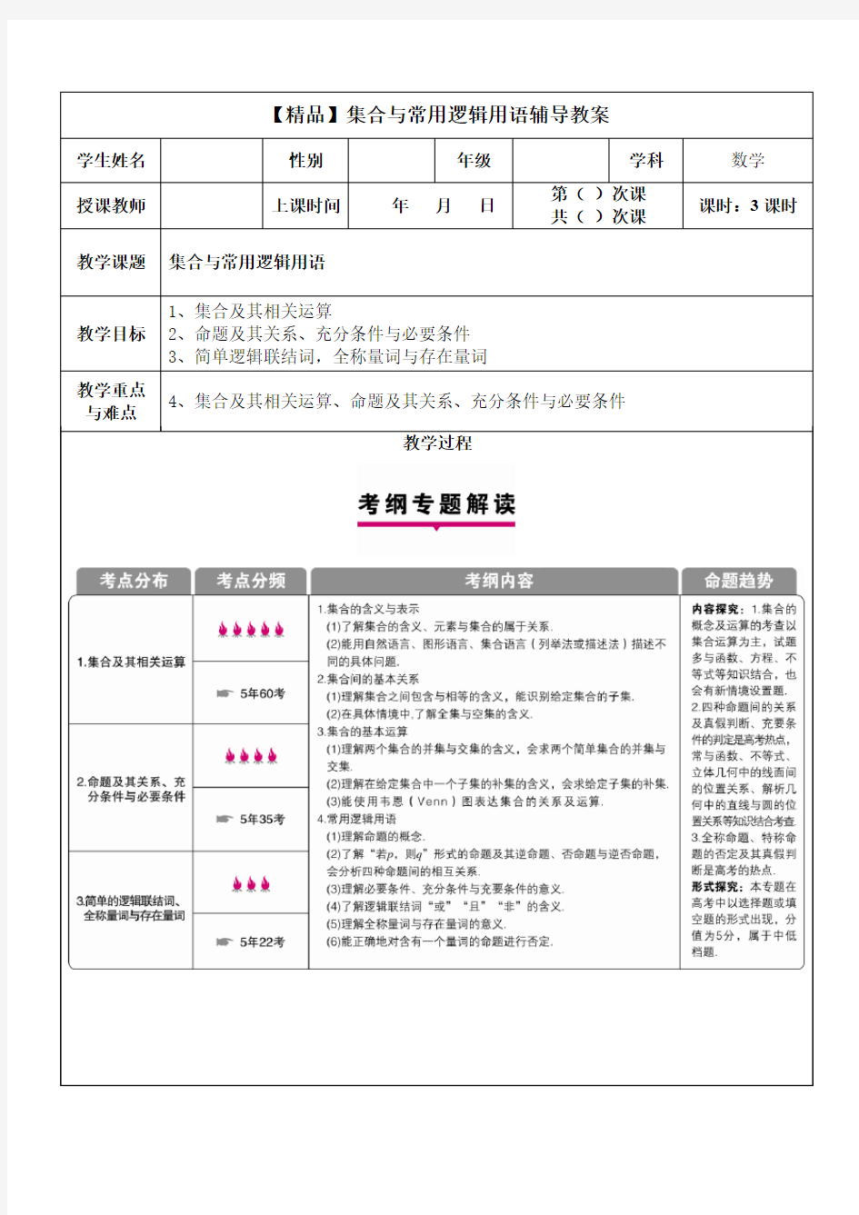 【精品】集合与常用逻辑用语辅导教案