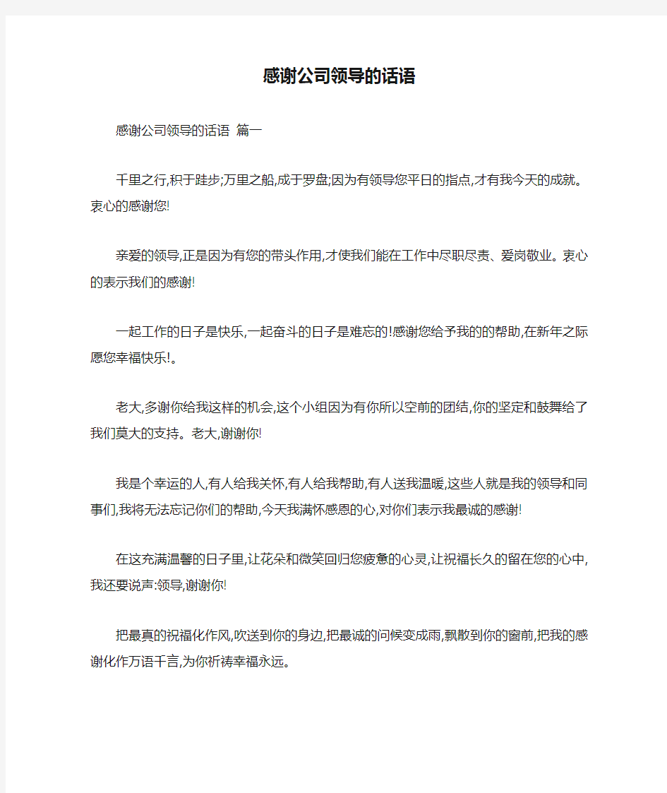 感谢公司领导的话语