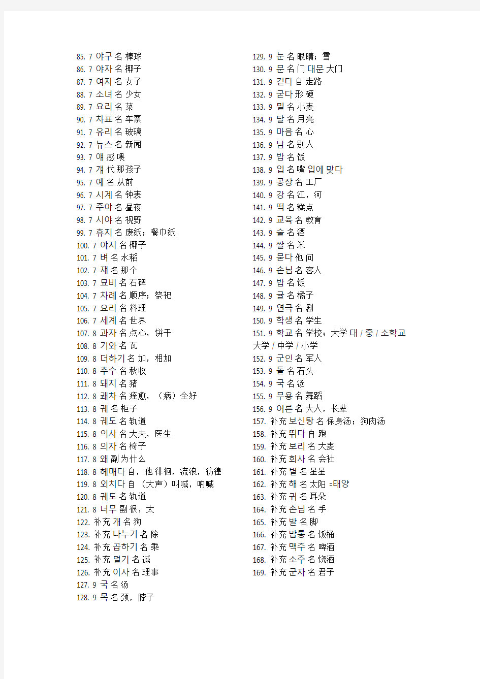 (完整版)标准韩国语单词汇总,推荐文档