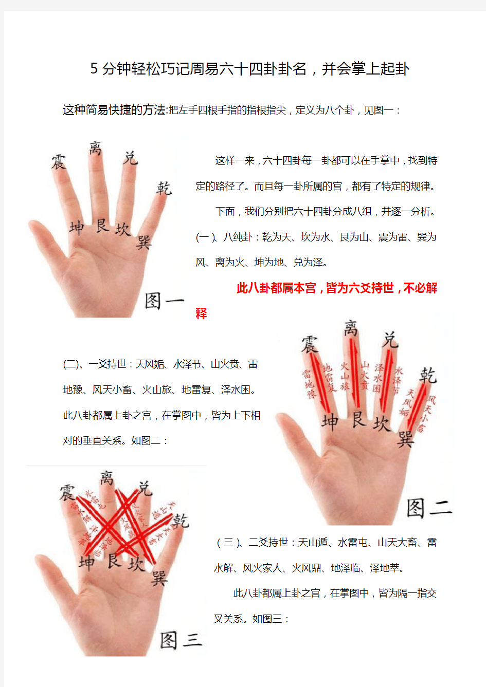 5分钟轻松巧记周易六十四卦卦名学会掌上起卦