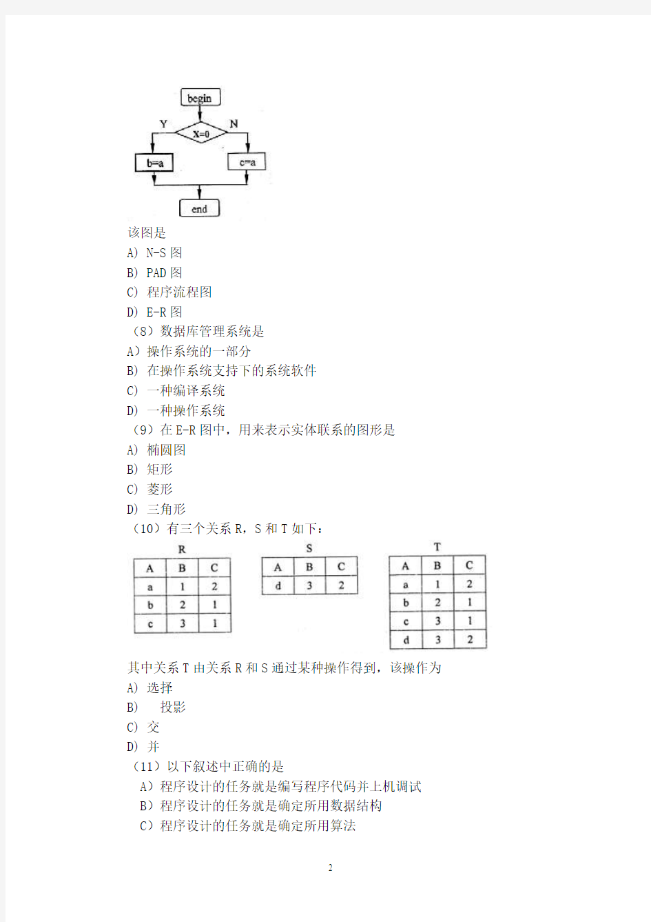 《国家计算机二级c语言历年真题及答案》