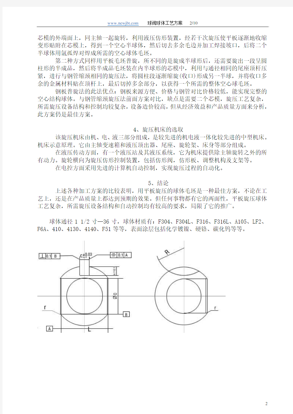 球阀球体工艺方案