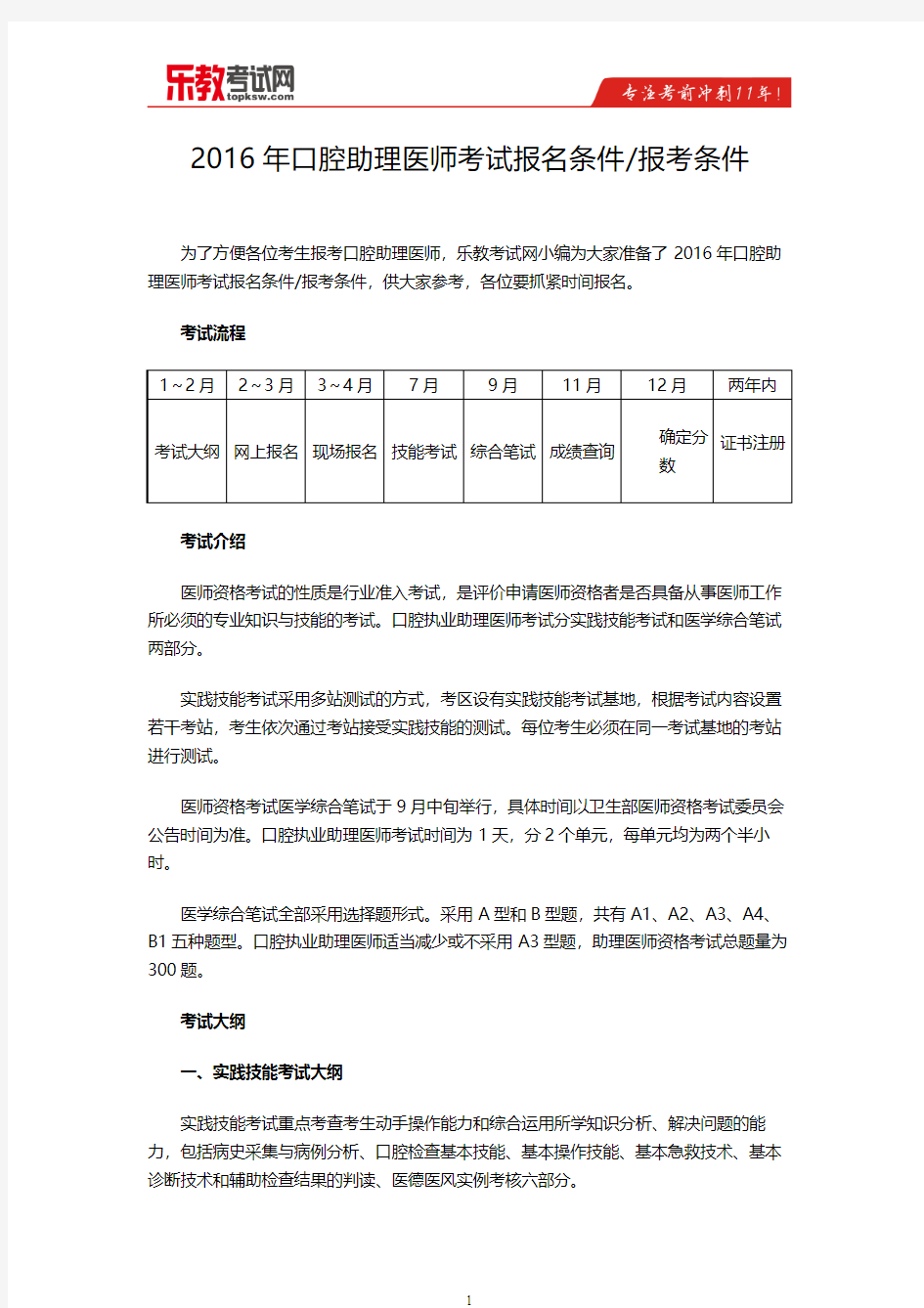 2016年口腔助理医师考试报名条件 报考条件