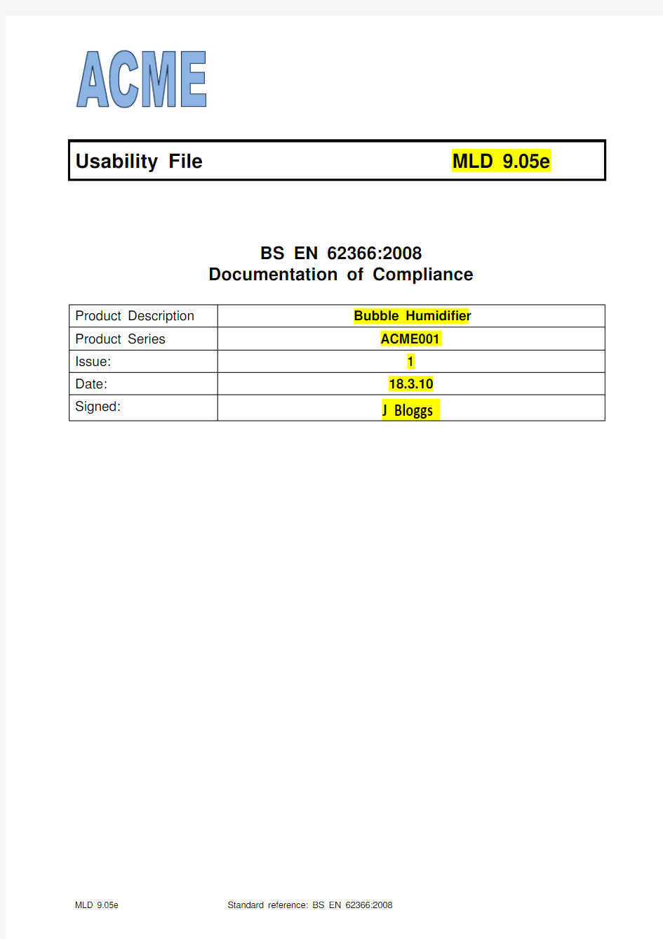 IEC 62366-可用性报告范例-Humidifier