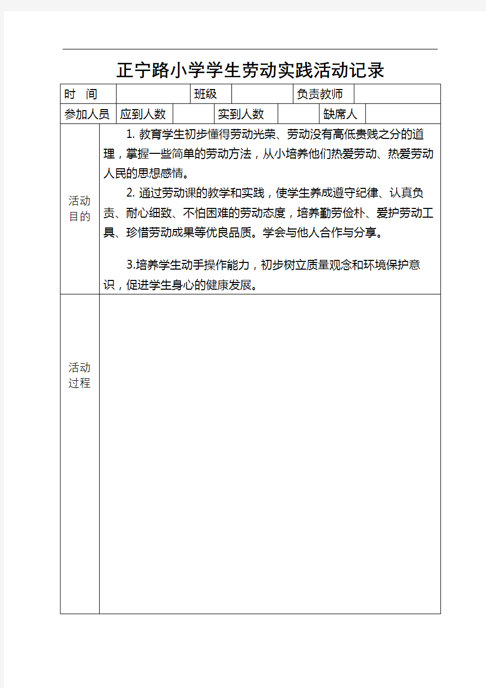 学生学生劳动实践活动记录精选文档