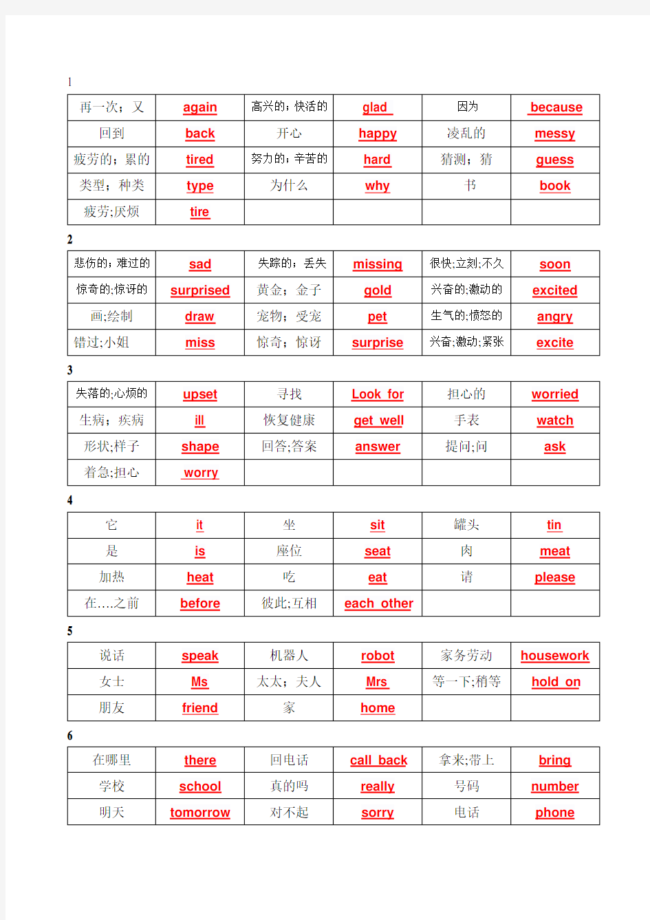 英语北京版四年级上册单词汇总.doc