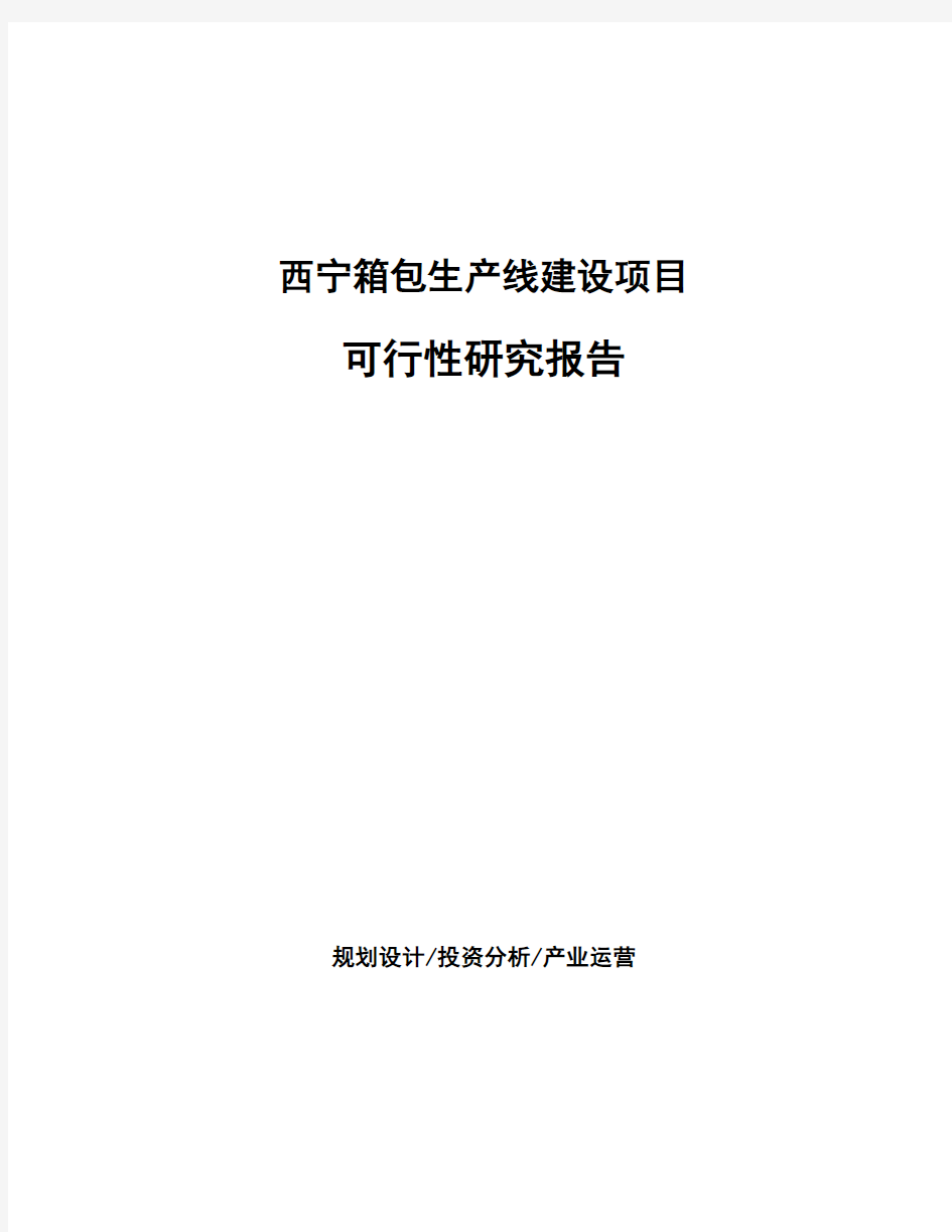 西宁箱包生产线建设项目可行性研究报告