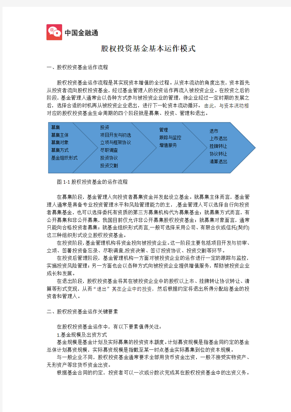 股权投资基金基本运作模式