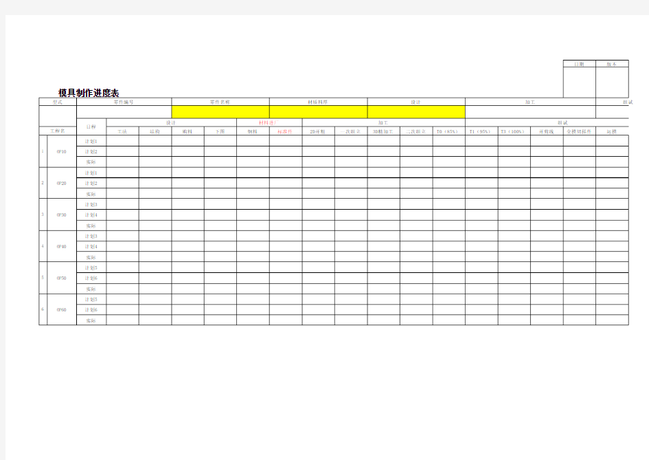 冲压模具项目管理进度表模板