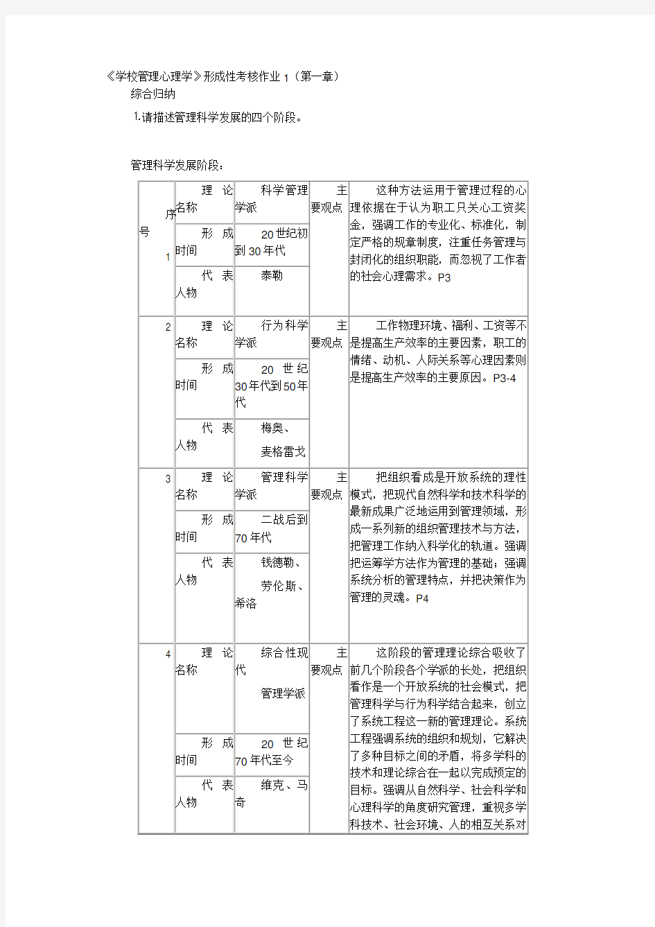 (绩效考核)学校管理心理学形成性考核册-全部答案