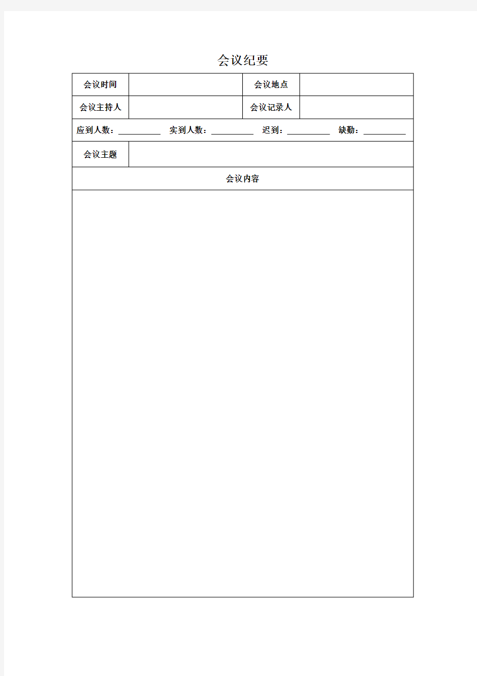 会议签到表+会议纪要表(完整版)