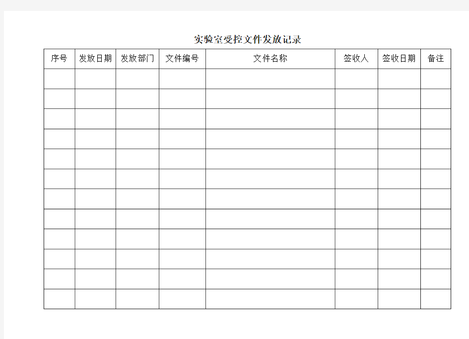 实验室受控文件发放记录