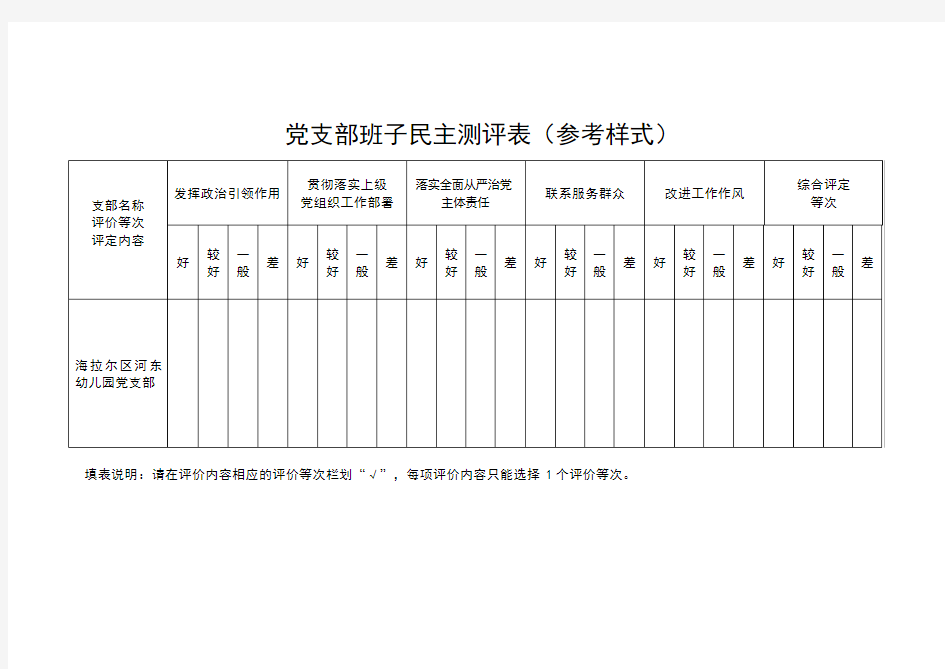 民主评议党员情况统计表