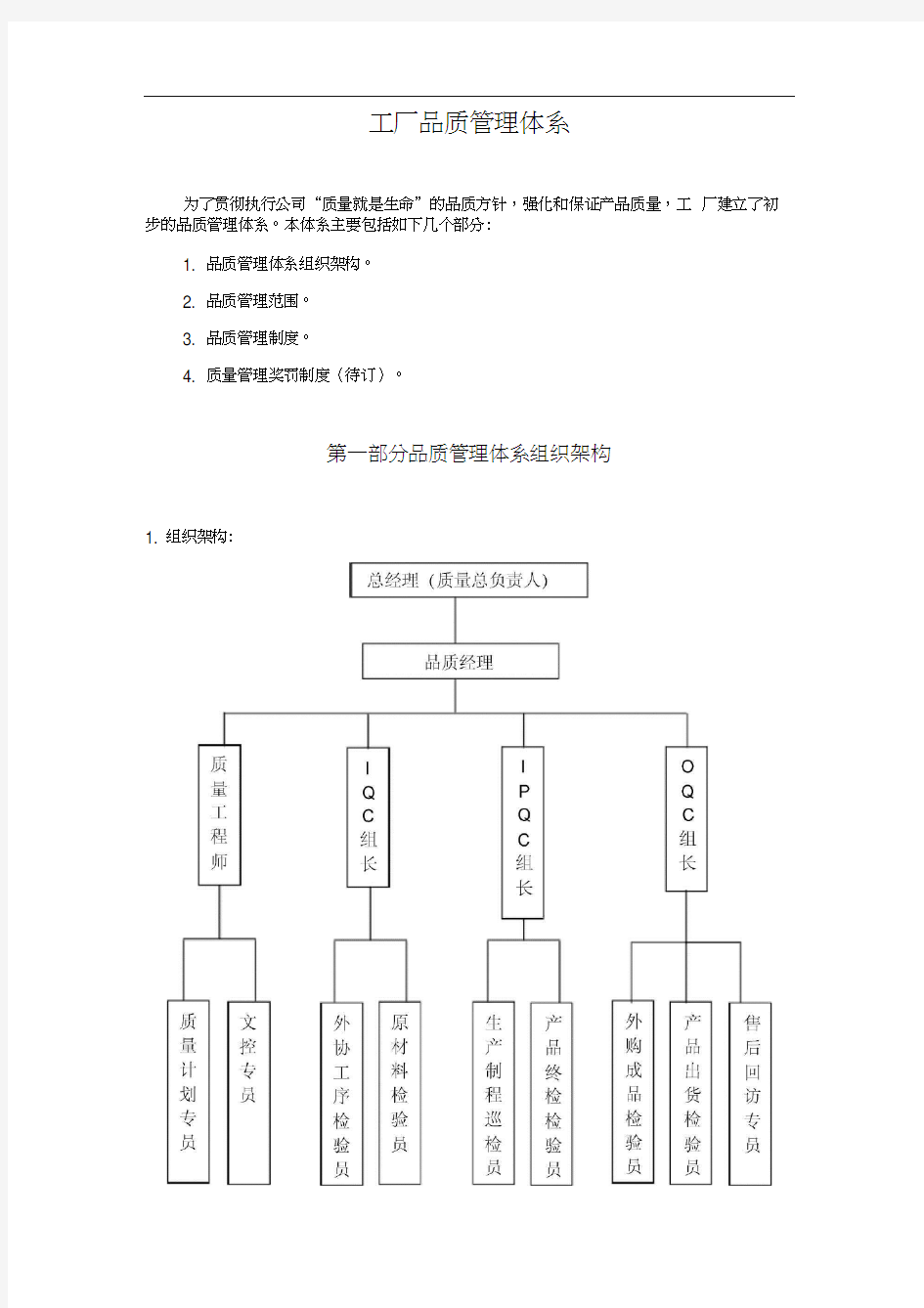 工厂品质管理体系