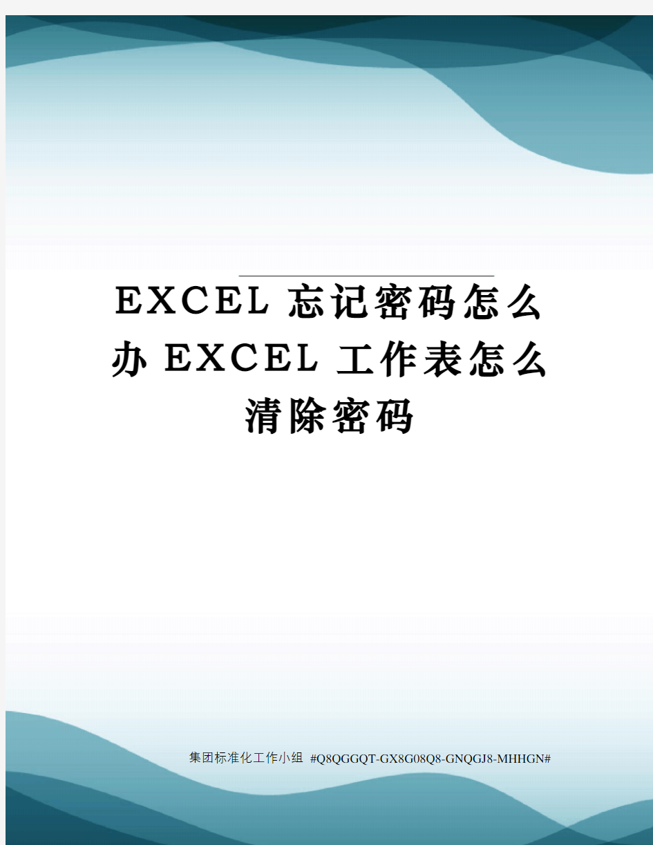 EXCEL忘记密码怎么办EXCEL工作表怎么清除密码精修订